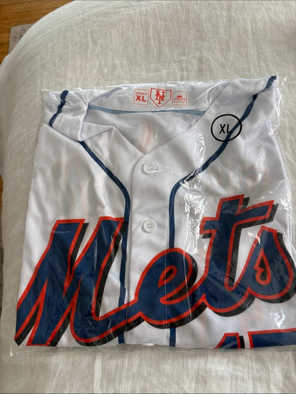 NWT Mets' White Baseball Jersey - Official Team Script XL